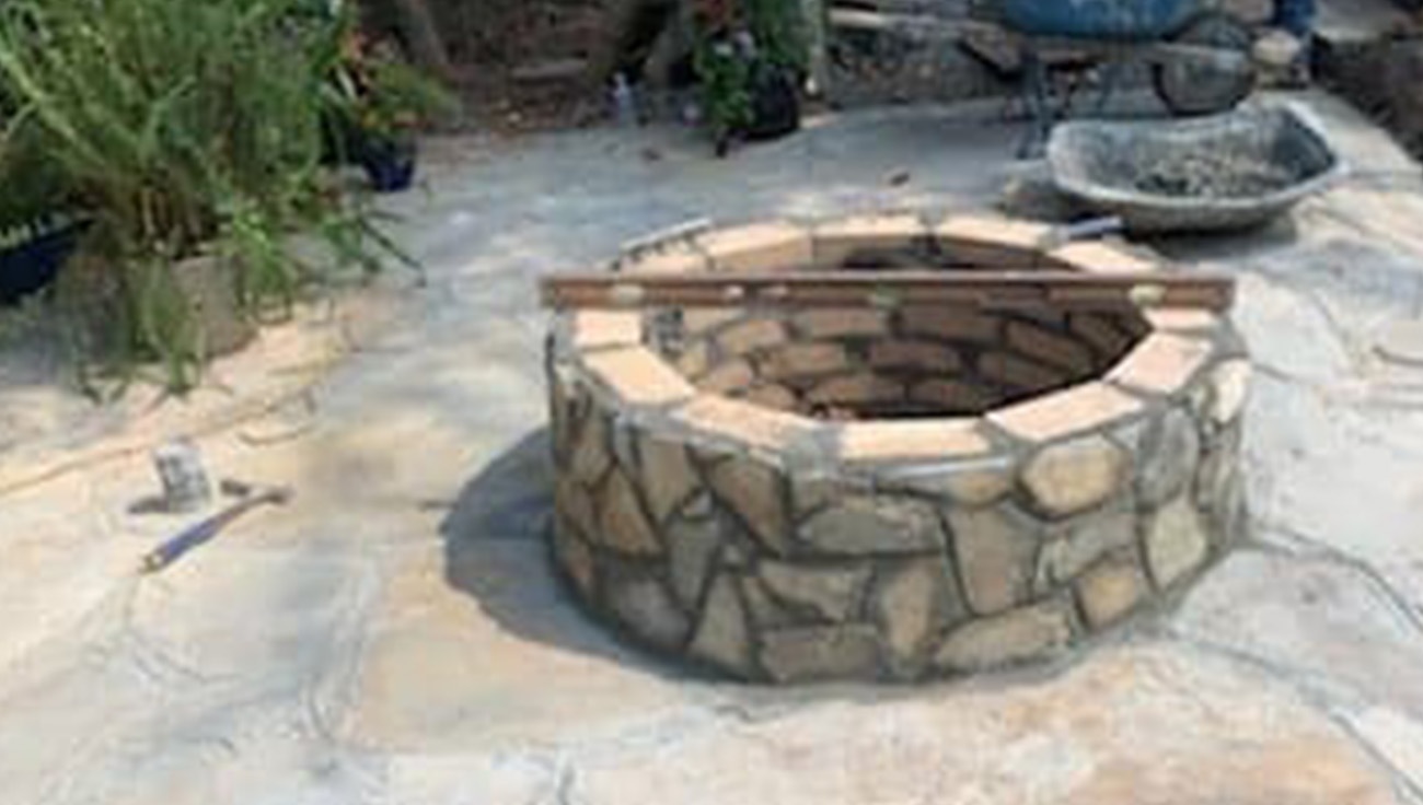 custom stone masonry fire pit by pacheco custom masonry and concrete in north carolina