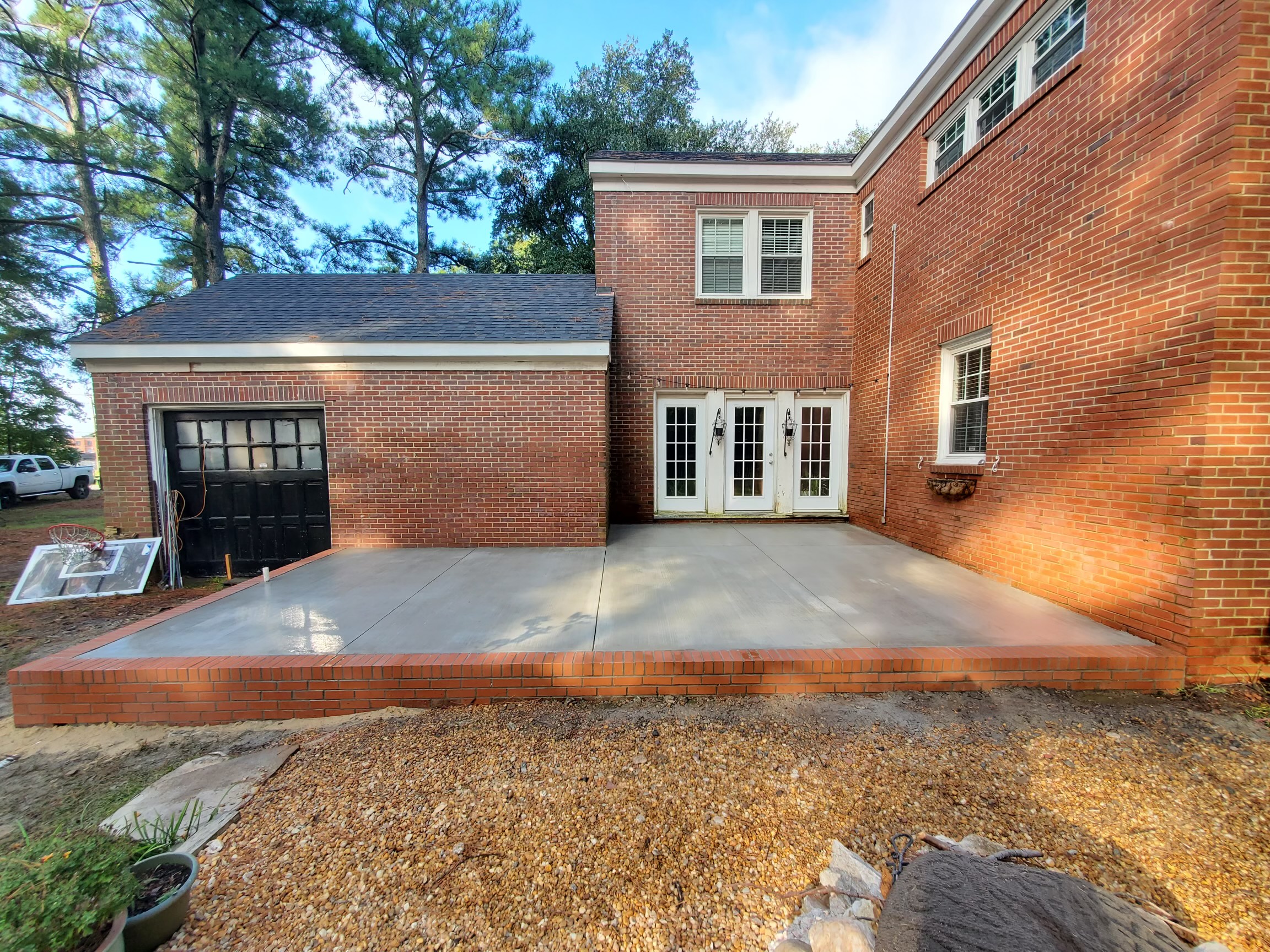 residential concrete and brick patio by pacheco custom masonry and concrete in north carolina